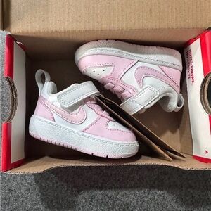 Nike Kids Pink and White Sneakers